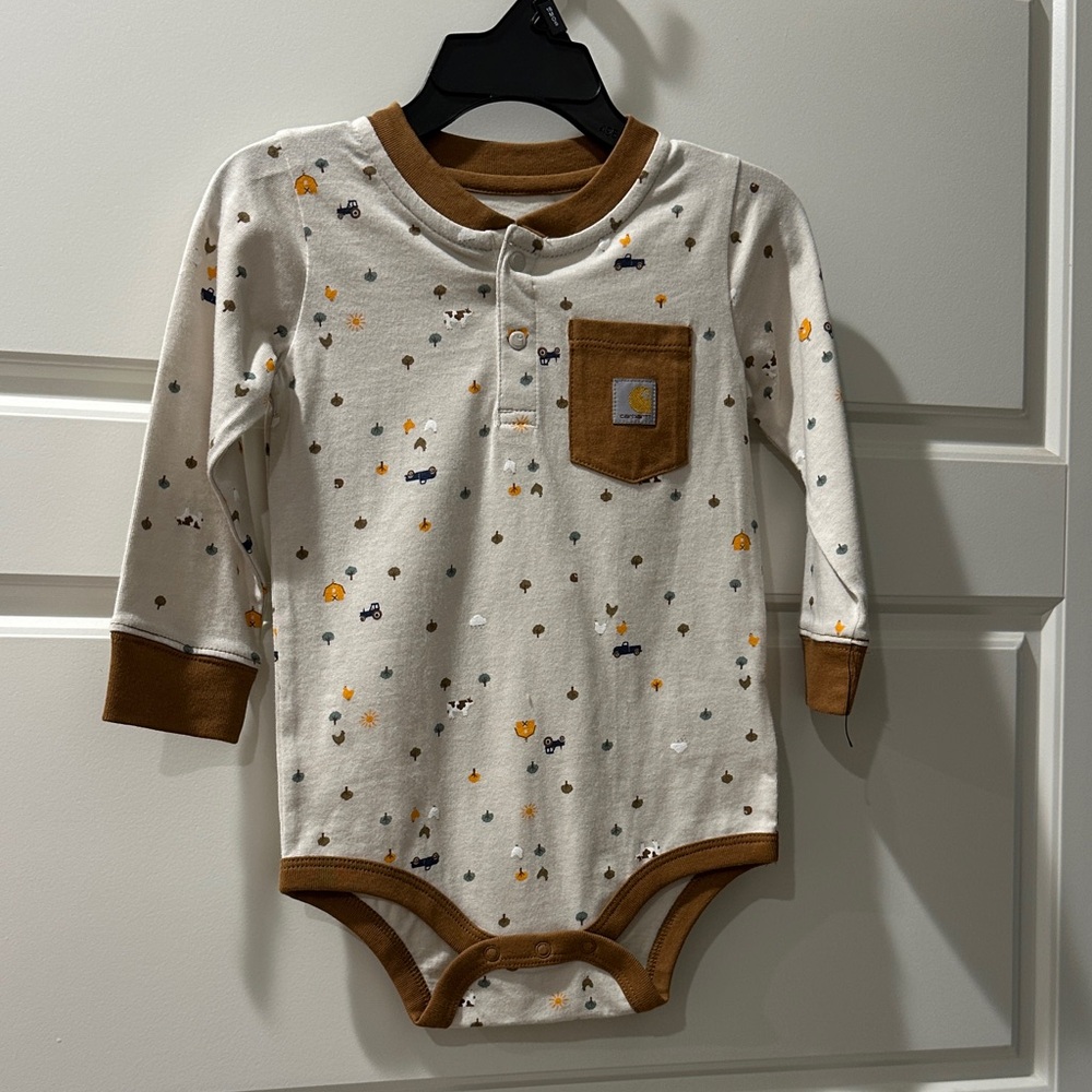 Carhartt Kids' White and Brown Patterned Bodysuit